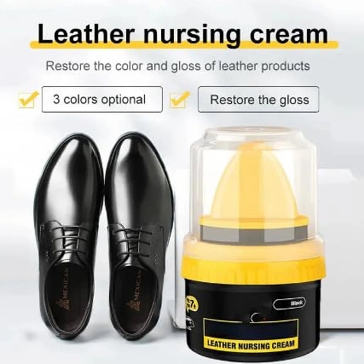 Leather Shoe Cream with Sponge Brush – Polish & Protect 50ml