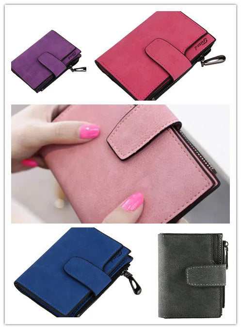 Women's Bifold Wallet Compact Card Holder with Clear Window