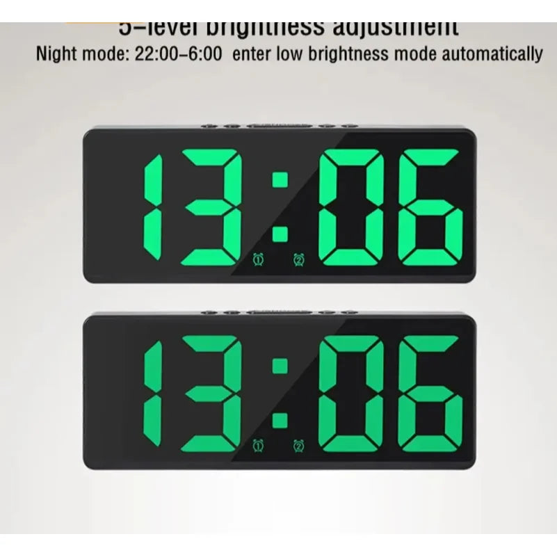LED Alarm Clock – Color Nightlight, Temperature & Calendar