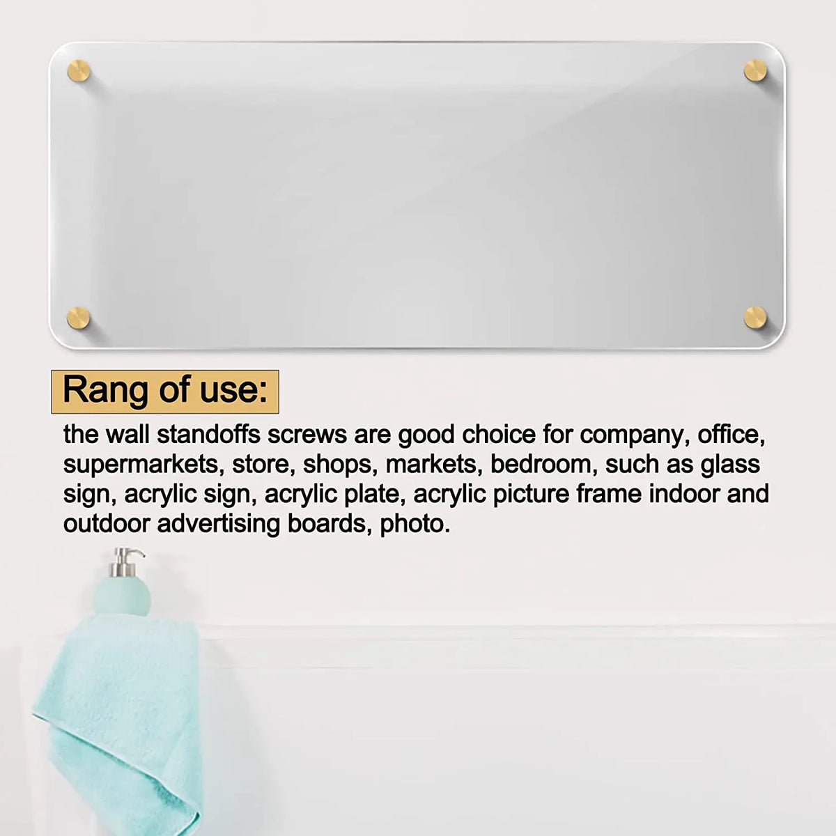 8-Pack Gold Standoff Screws – Acrylic Sign & Frame Mounting Kit
