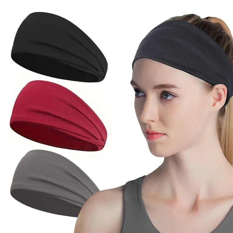 Wide Elastic Sports Headband for Running, Yoga & Fitness