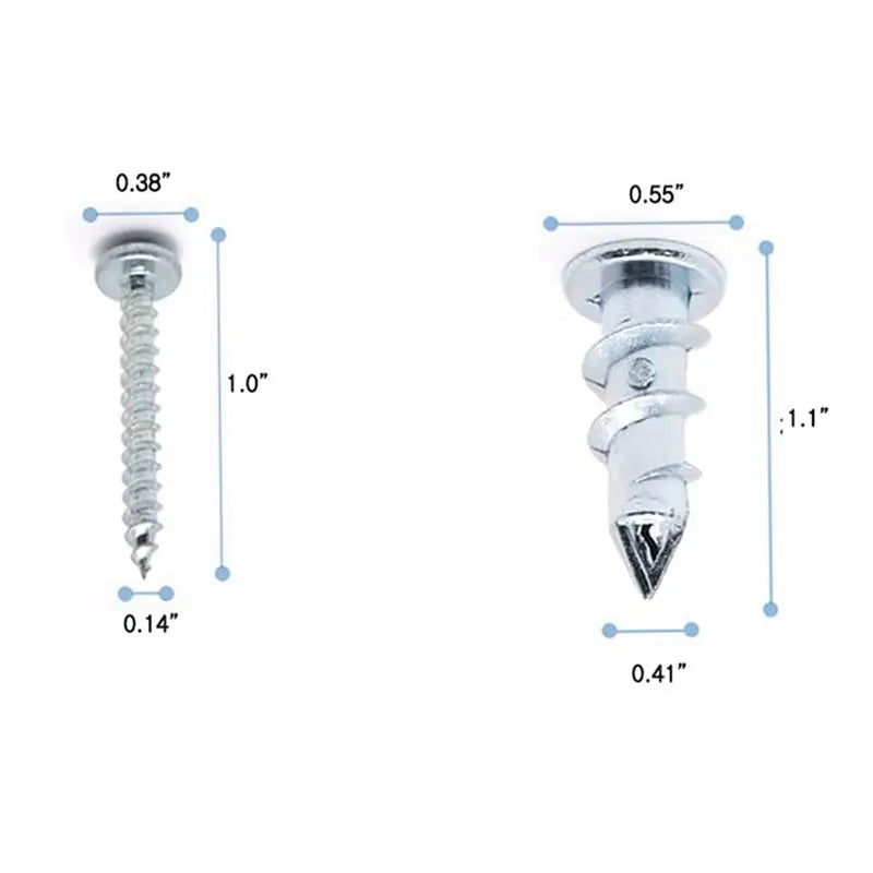 Zinc Self-Drilling Drywall Anchor Kit with Screws – 60 PCS