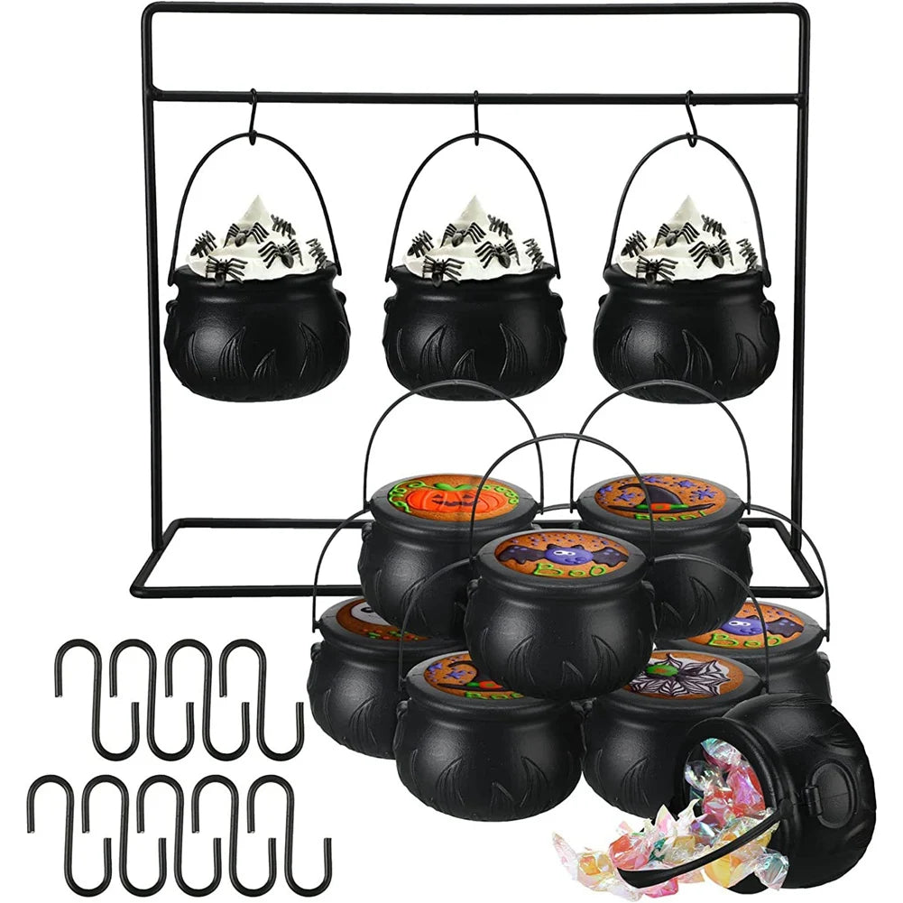 9-Pc Halloween Witch Cauldron Serving Bowl Set with Rack
