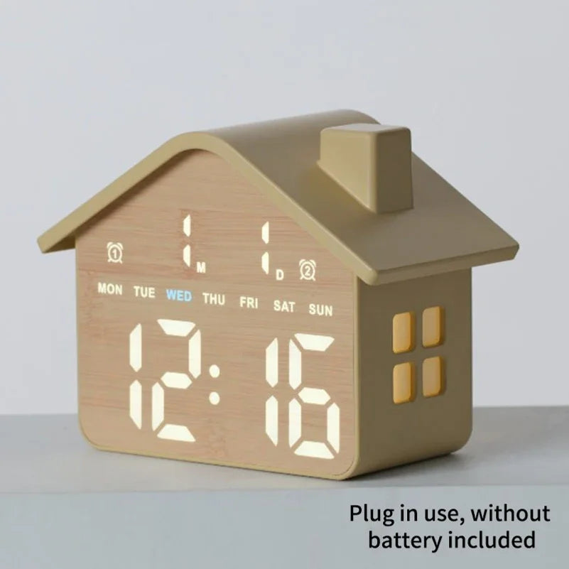 LED House Shaped Digital Alarm Clock with Night Light