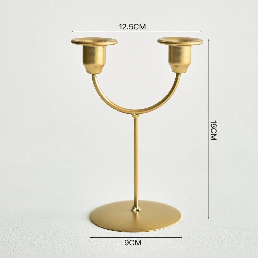 Double U-Shaped Metal Candlestick Holder – Elegant Table Decor