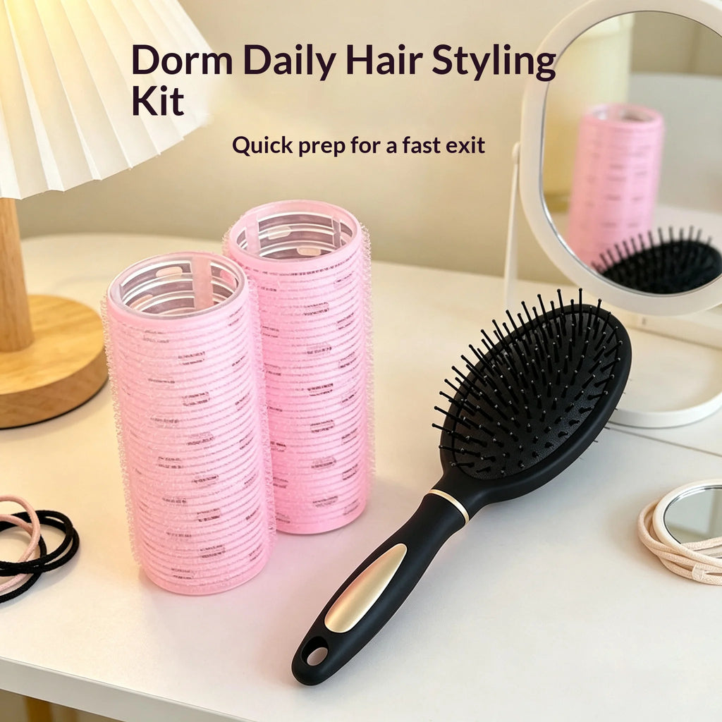 Self-Adhesive Hair Rollers & Air Cushion Brush Set – No Heat