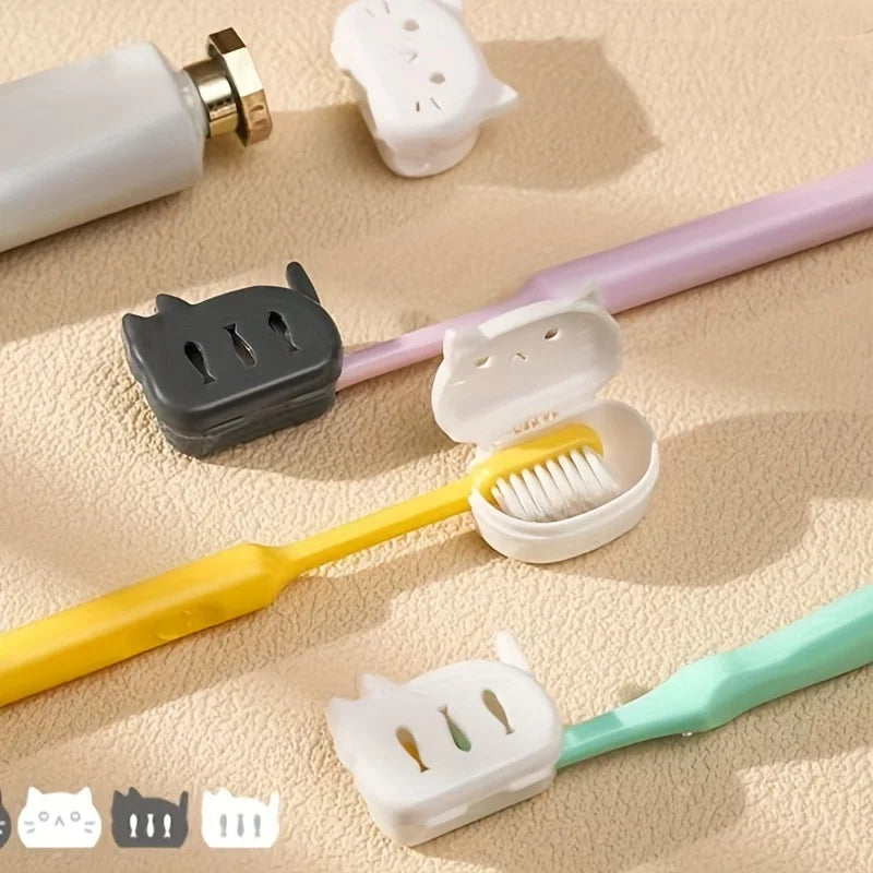 4-Pack Cartoon Toothbrush Head Covers – Portable Travel Caps