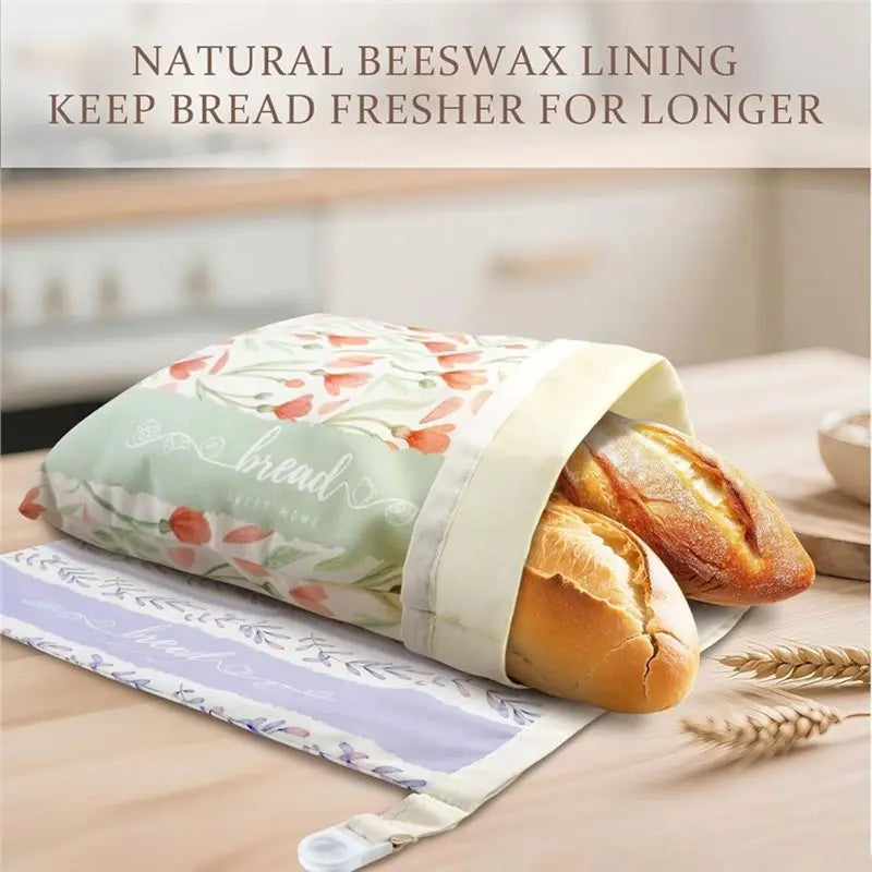 XL Reusable Beeswax Bread Bags 2 Pack – Organic Linen Cotton