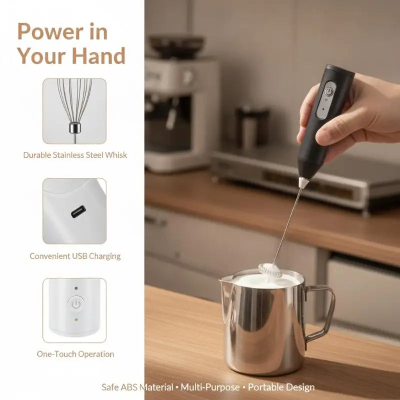 VIBE Handheld Electric Milk Frother & Coffee Whisk Mixer
