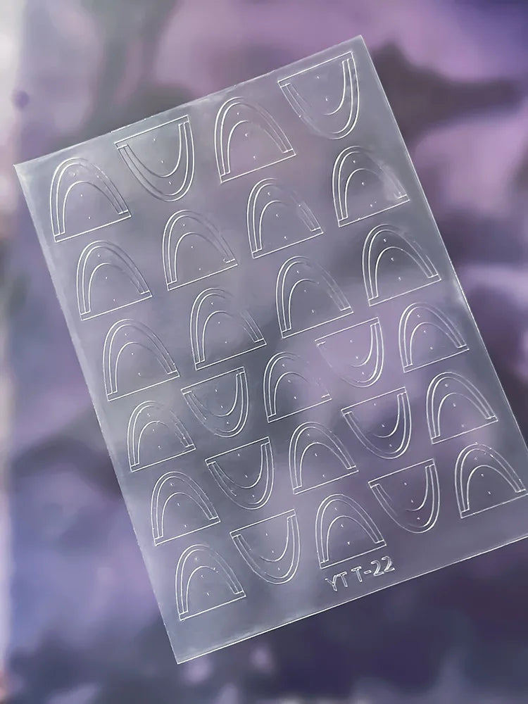 French Nail Art Stickers 3D Decals – Checkered & Heart Designs