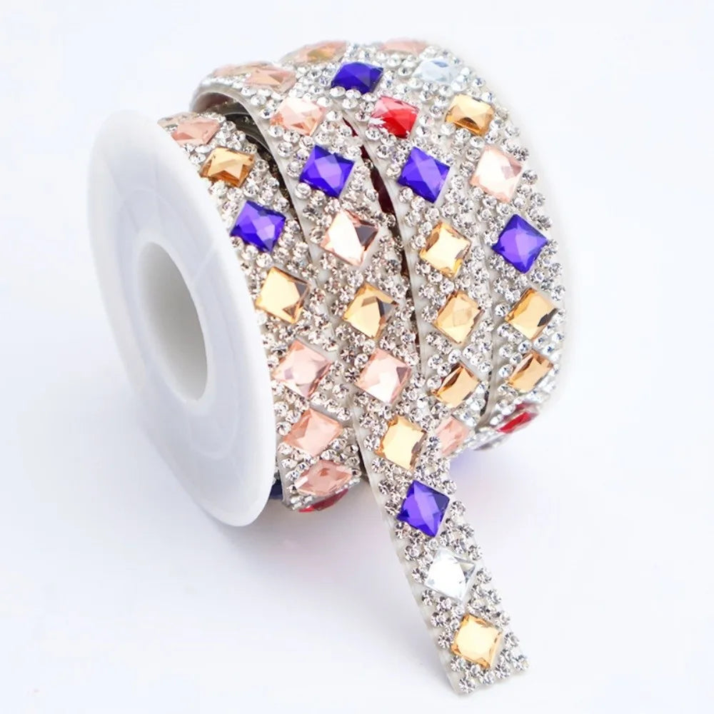 3 Yards Self-Adhesive Square Rhinestone Strip | DIY Trim