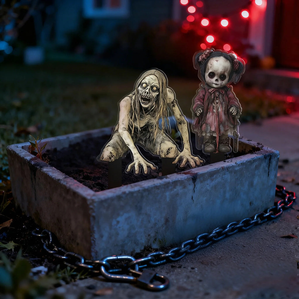 Zombie Skull Stake Halloween Yard Decoration Horror Prop