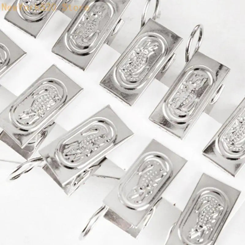 100-Pack Stainless Steel Curtain Clips with Hooks – Silver