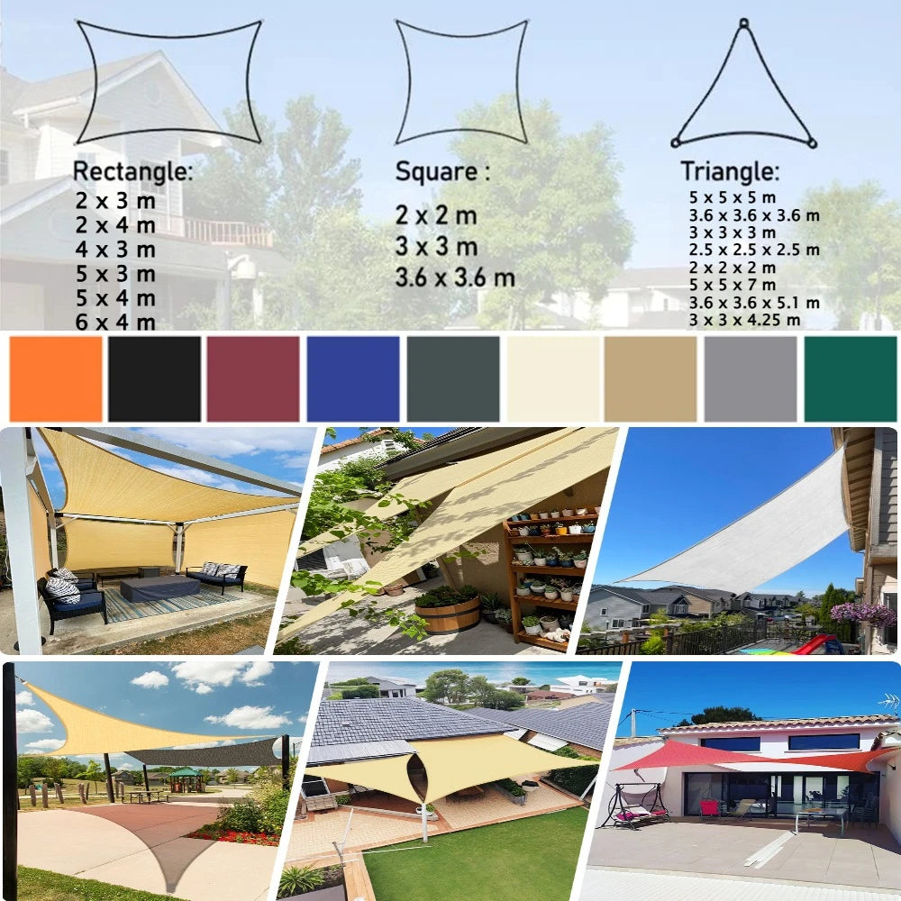 Waterproof Sun Shade Sail UV Block Canopy – 10 Sizes