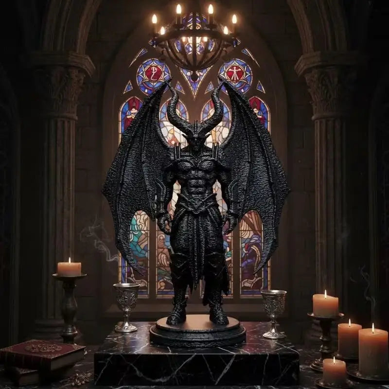 3D Printed Demon Warrior Figurine – Winged Devil Statue Decor