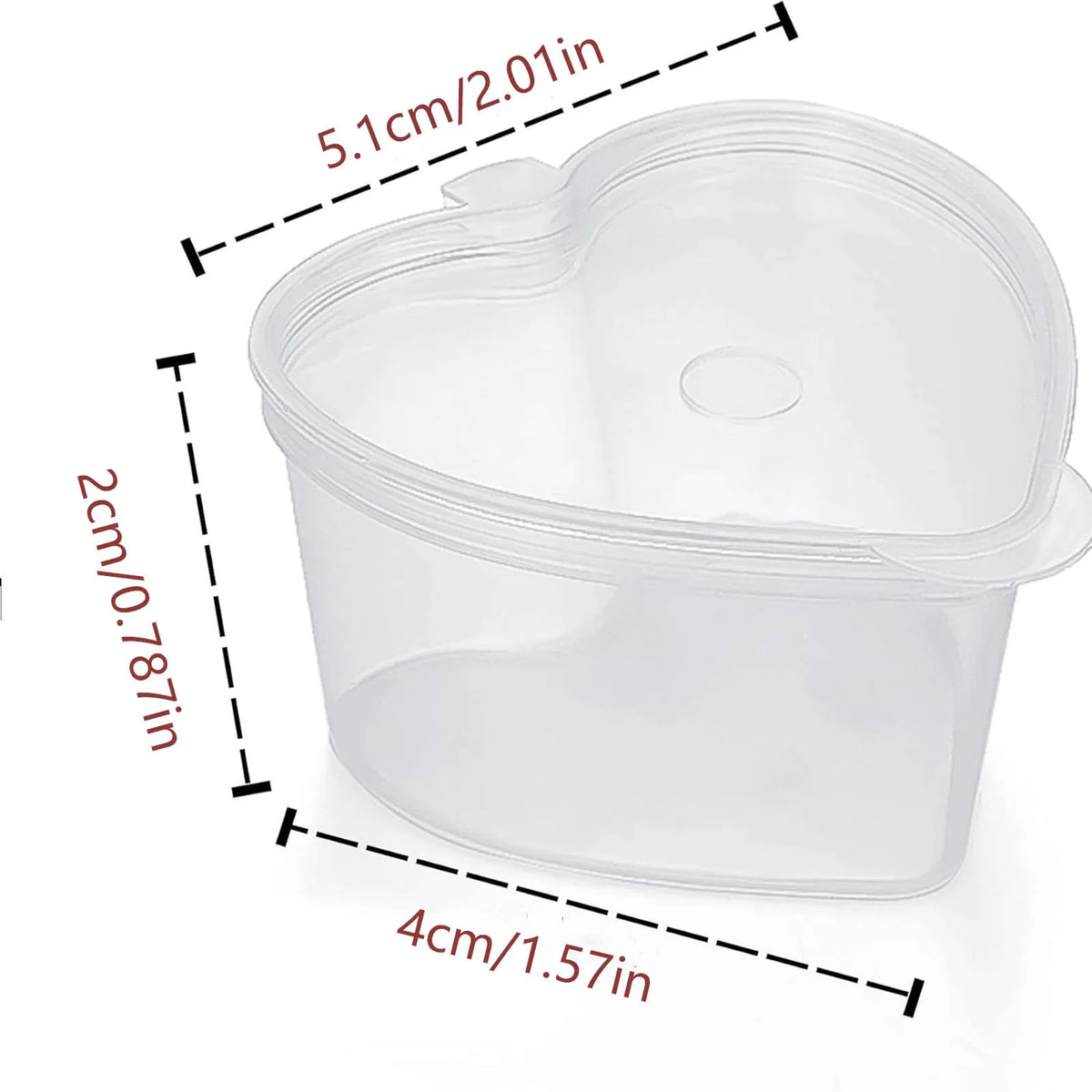 50-Pack Heart Shaped Clear Dessert Cups with Lids 20ml