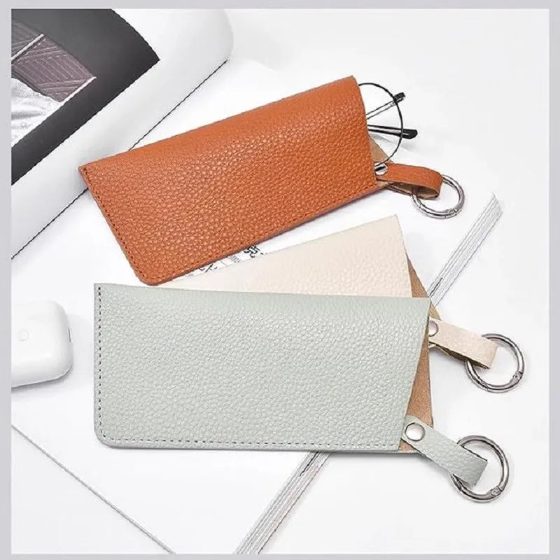 PU Leather Glasses Pouch – Anti-Scratch Sleeve with Key Ring
