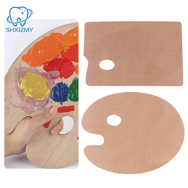 Wooden Paint Palette with Thumb Hole – Color Mixing Tray