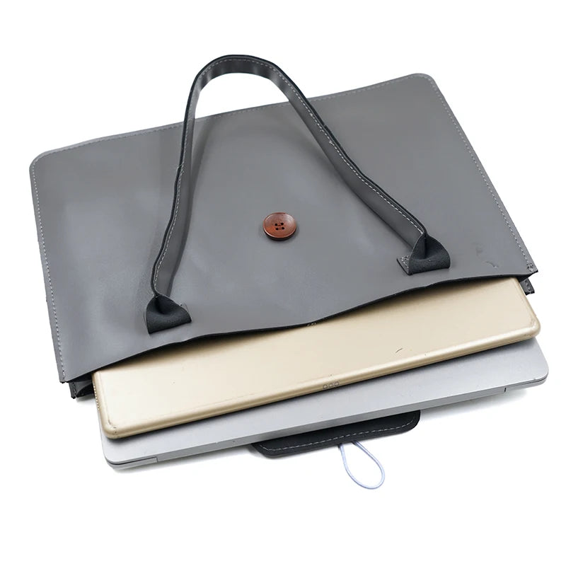 Double Layer PU Leather Laptop Bag 13–16 Inch Sleeve Handbag