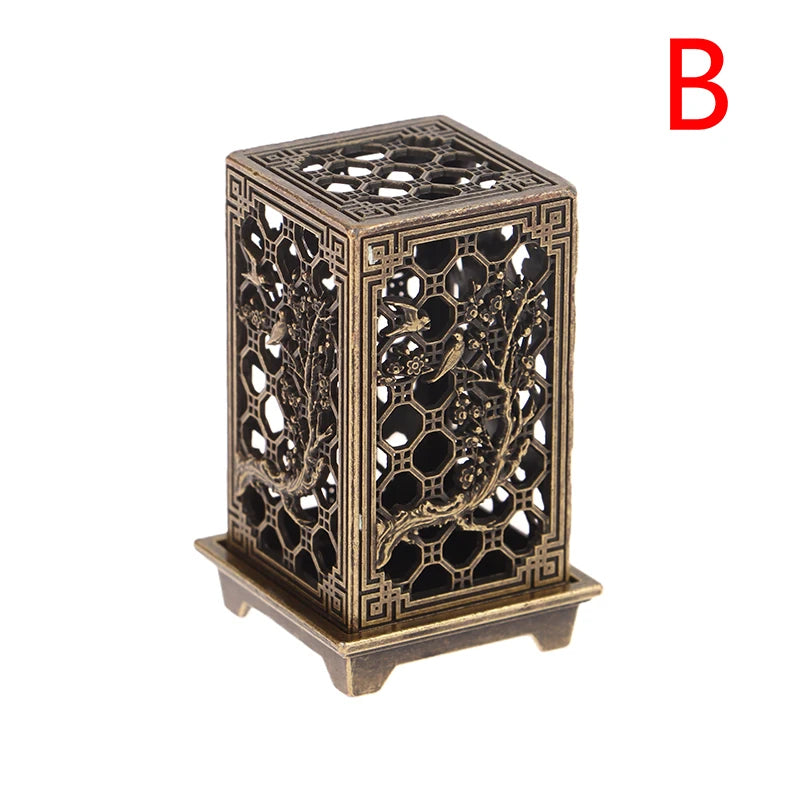 Zinc Alloy Incense Burner – Square & Cylindrical Hollow Design