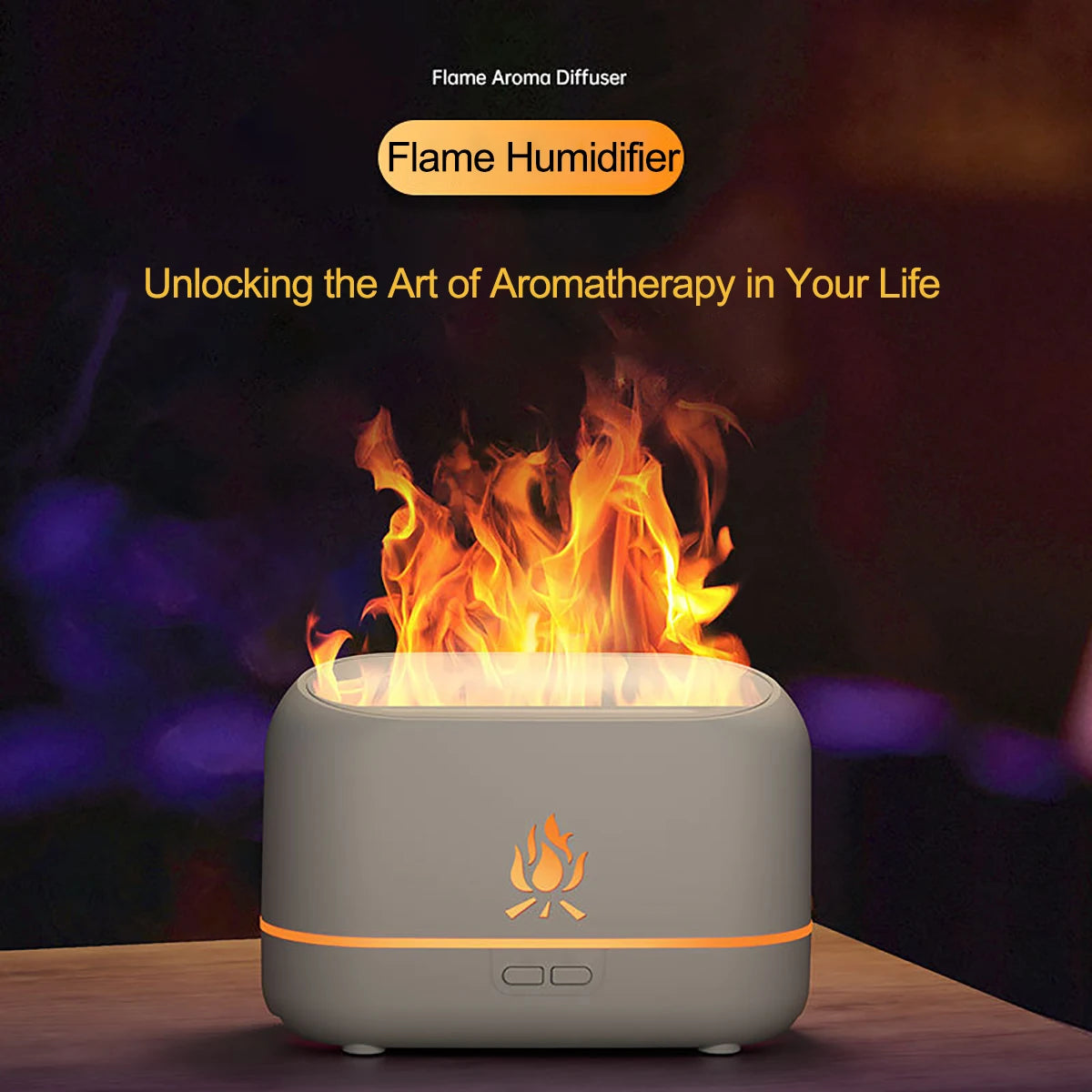 RGB Flame Aroma Diffuser Humidifier – 7-Color USB Night Light