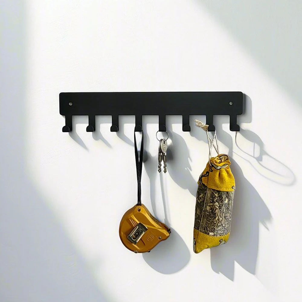 Metal Wall Key Holder & Multi-Hook Rack for Entryway