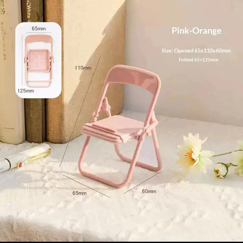 Mini Folding Chair Phone Stand | Cute Portable Desk Holder