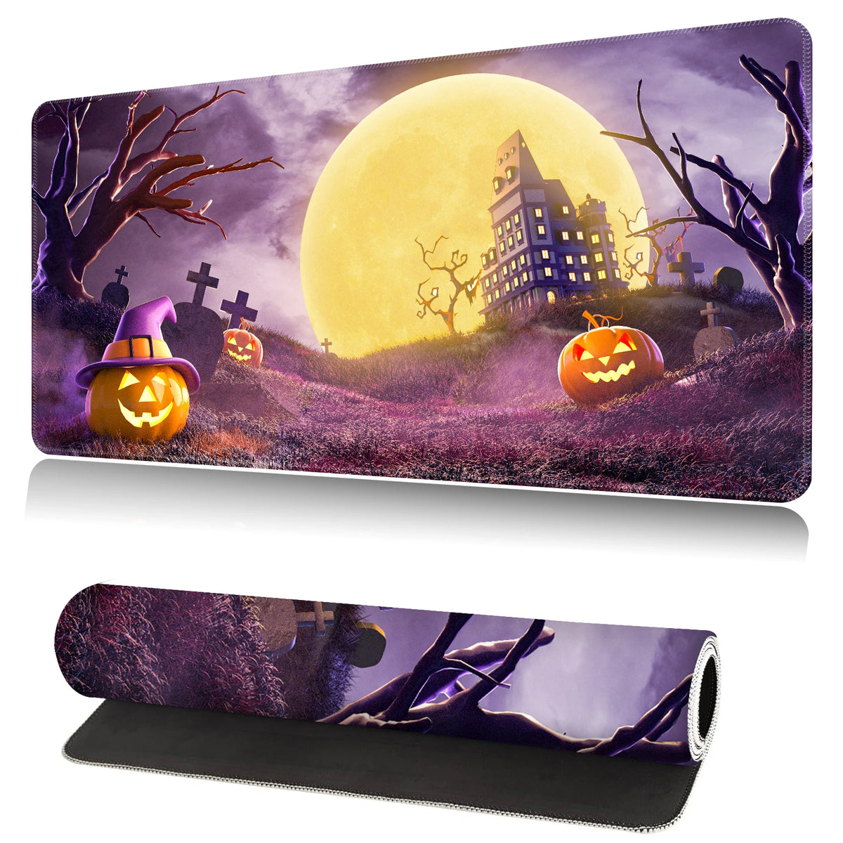 XL Halloween Anime Gaming Desk Mat – Non-Slip Rubber Base