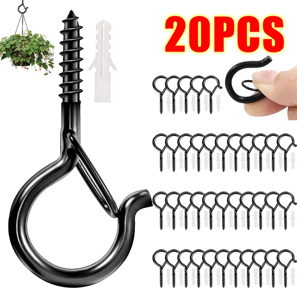 Black Metal Screw Ceiling Hooks – Plants, String & Xmas Lights