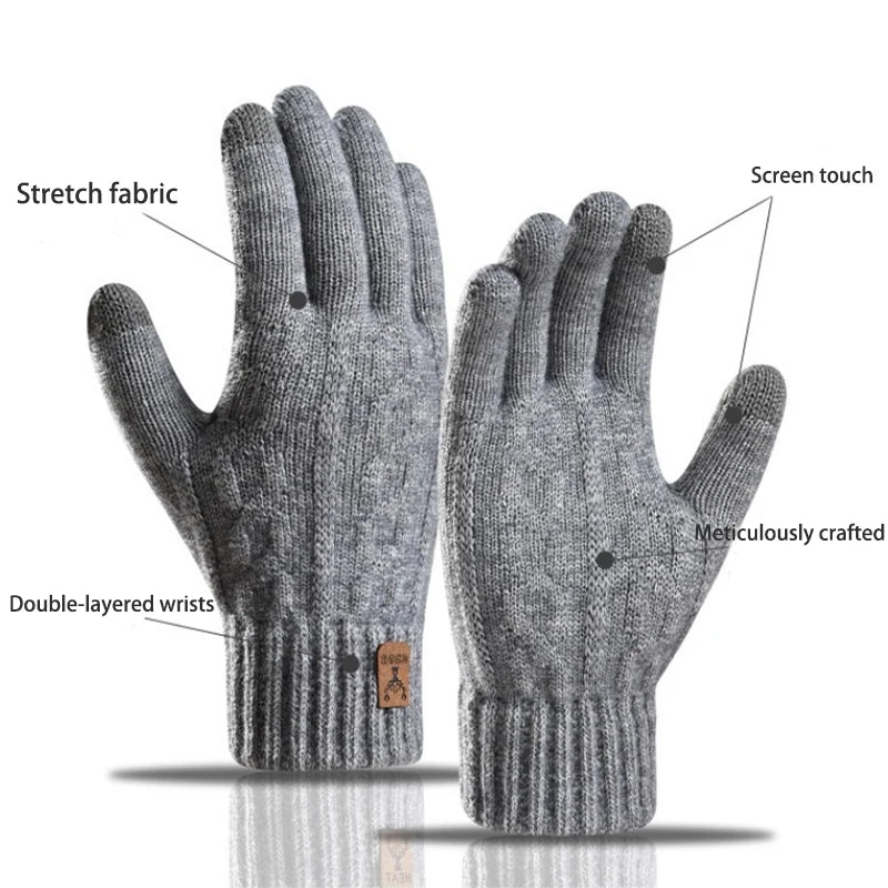 Thick Knit Winter Touch Screen Gloves – Unisex Ski & Cycling