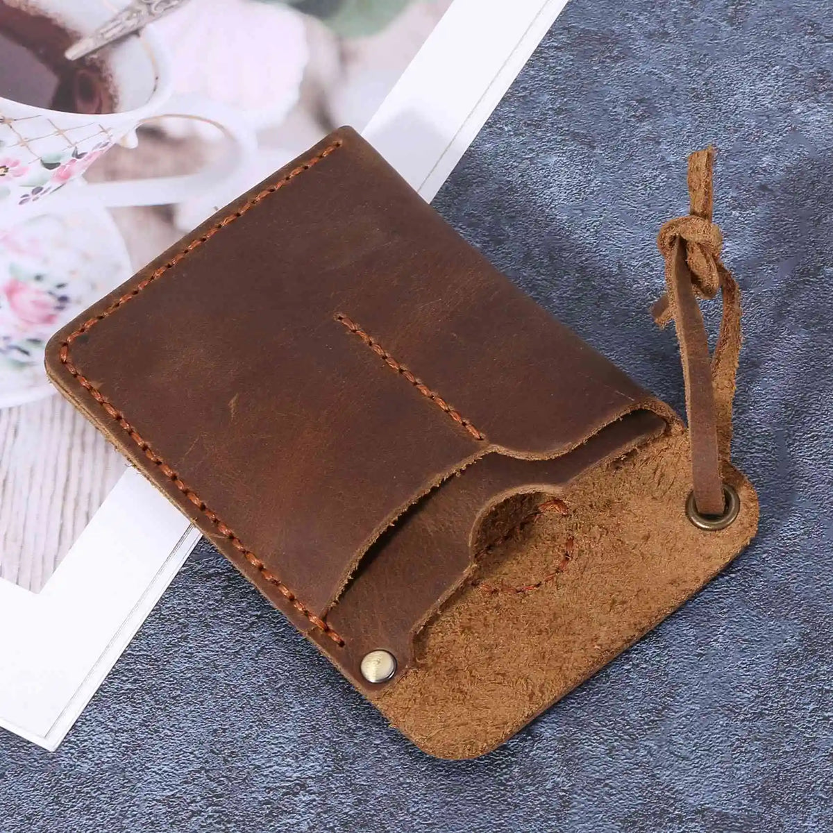 Handmade EDC Leather Sheath Organizer Slip Pouch 2-Pack