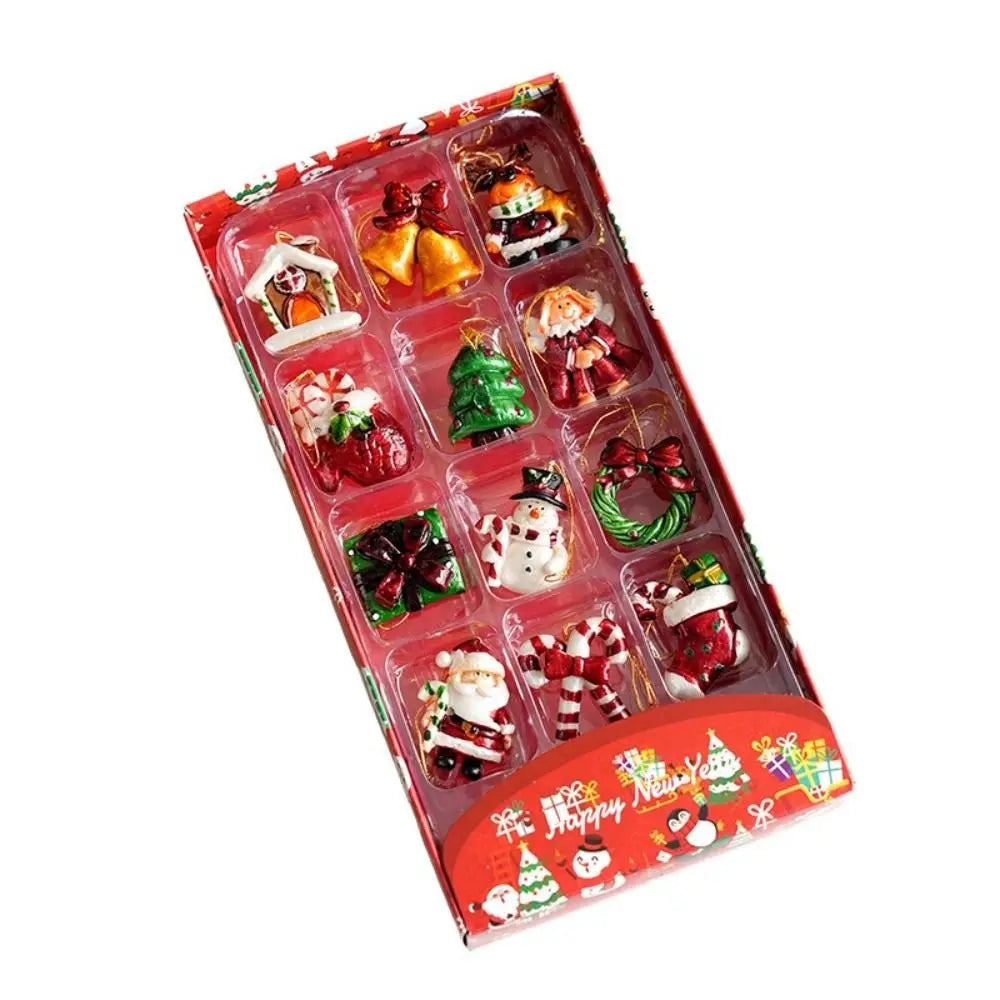 Resin Christmas Tree Ornaments – Snowman, Santa & Candy Set