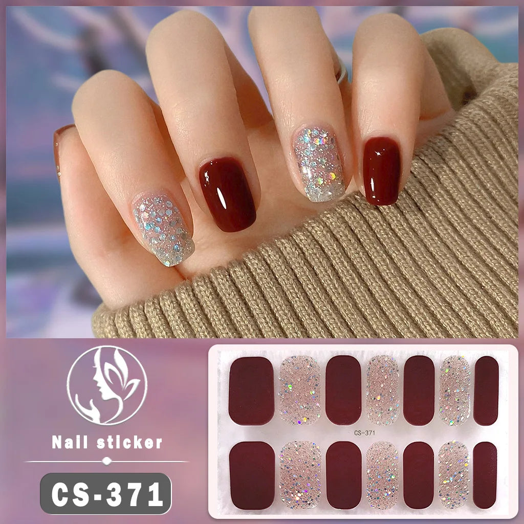 Solid Color Self-Adhesive Gel Nail Art Stickers & Decals