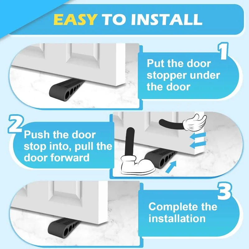 Door Wedge Stoppers Set of 2 with Holder – No Drilling