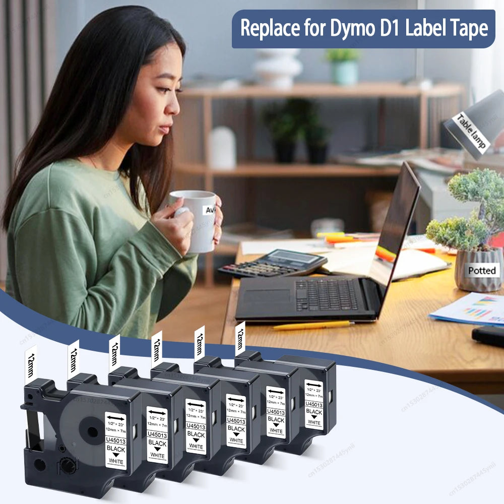 Compatible Dymo D1 12mm Label Tape 45013 – 5/10/20 Pack