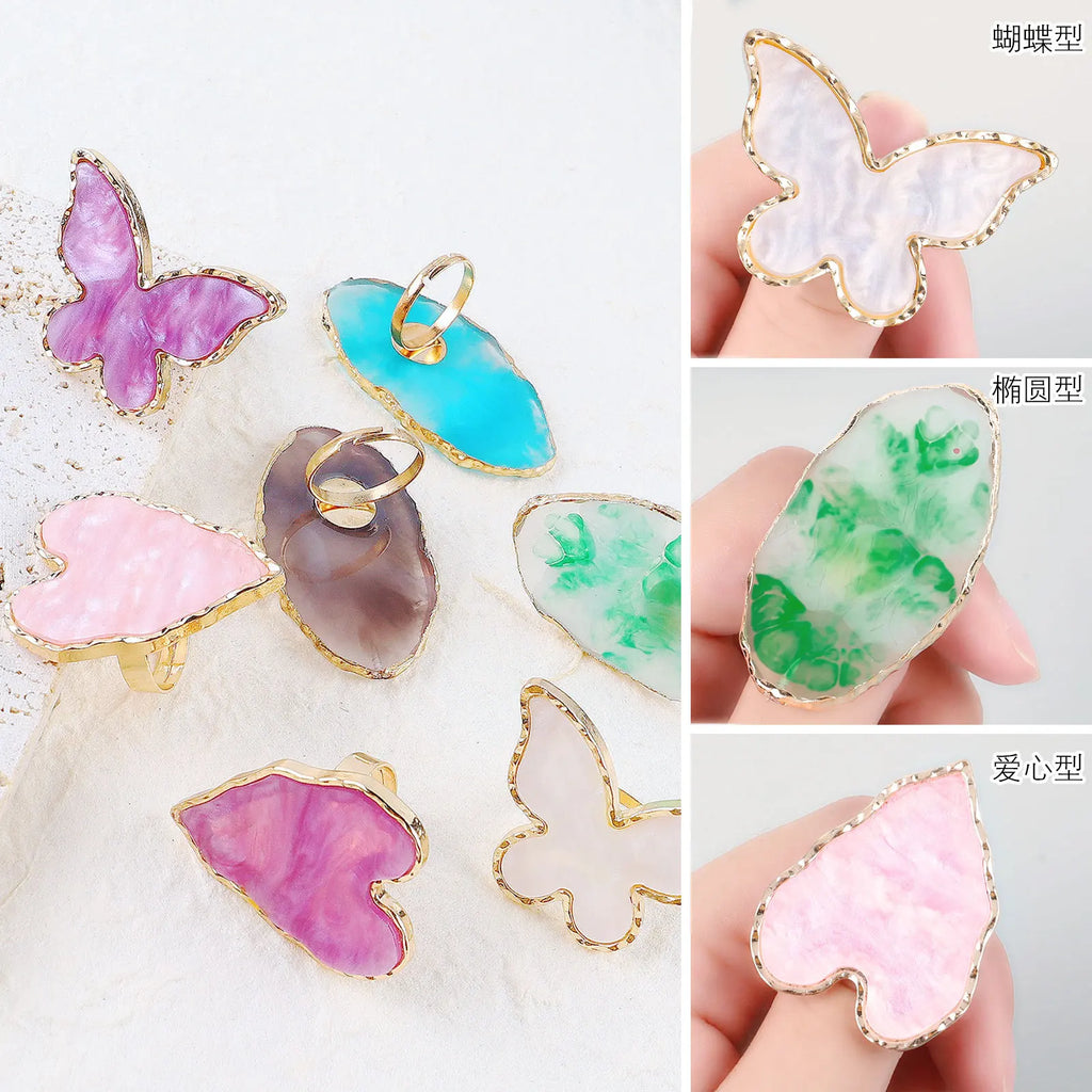 Nail Ring Palette Crystal Resin Marble Finger-Worn Gel Mixing Plate