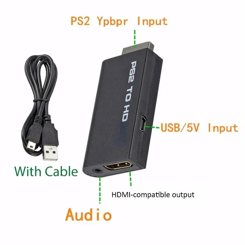 PS2 to HDMI Converter Adapter – 480i/480p/576i Audio & Video