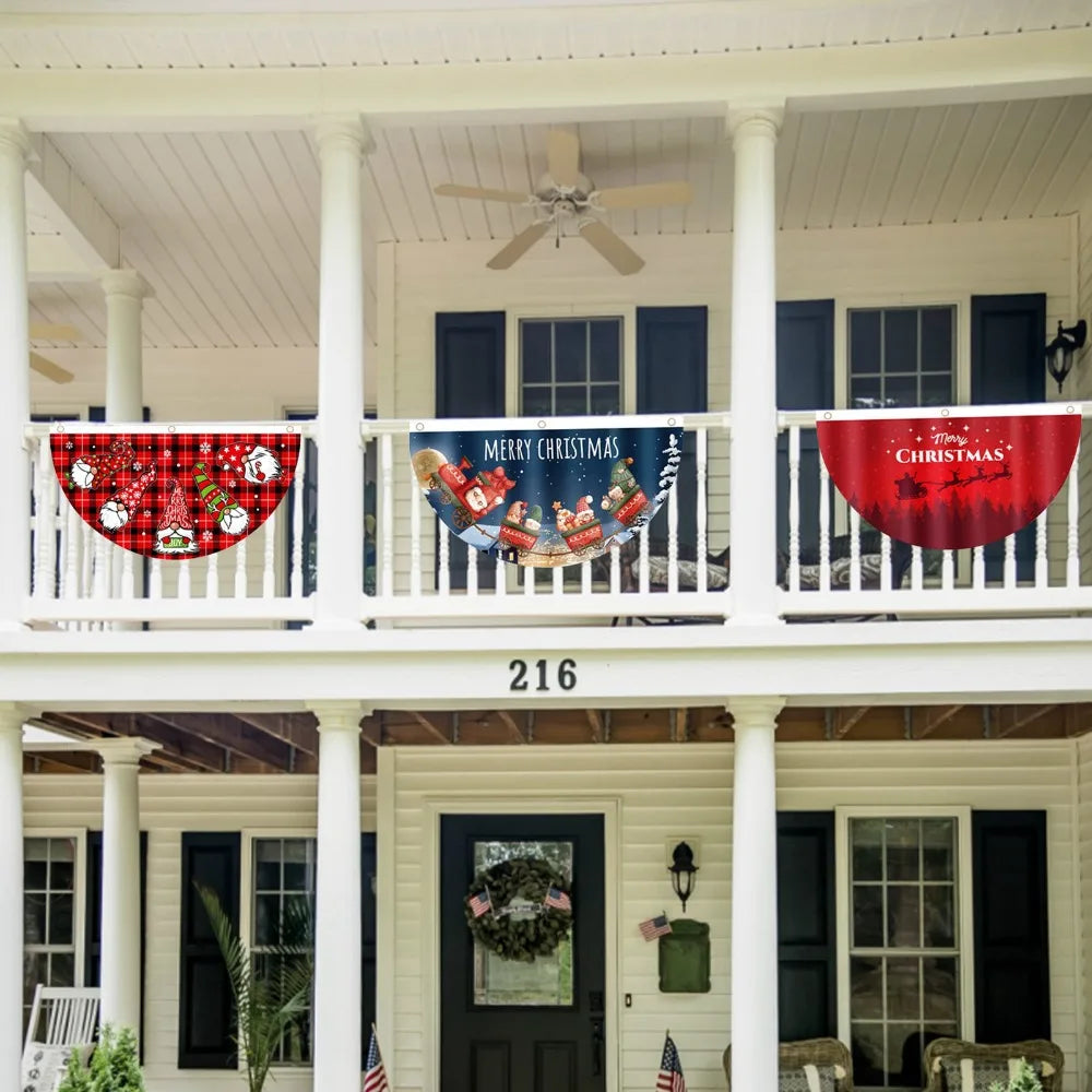 Christmas Snowman Fan Flag – Outdoor Holiday Door Decor