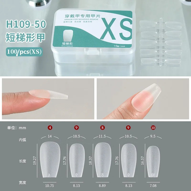 100pcs Full Cover Press On Nail Tips – Clear Ultra-Thin False Nails