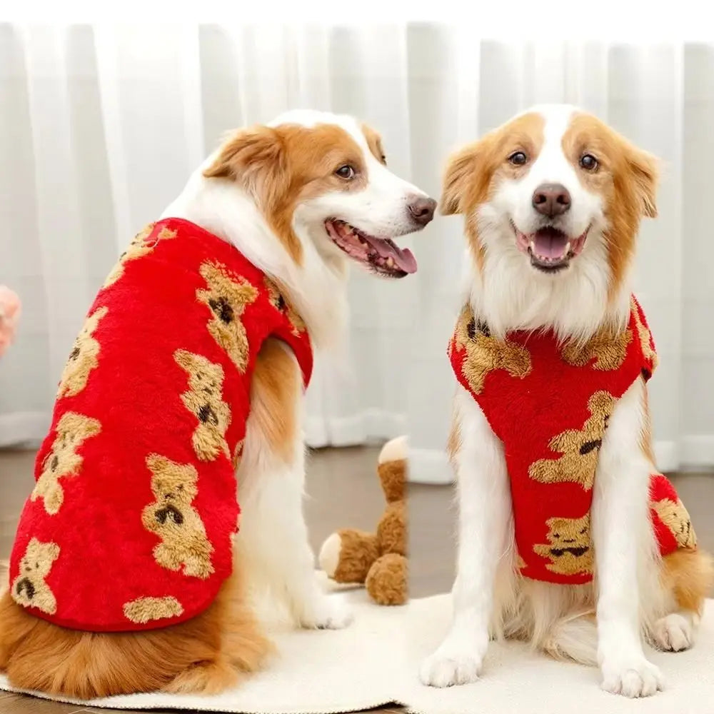 Winter Fleece Bear Pattern Dog Vest – XS to 9XL | Pet Sweater
