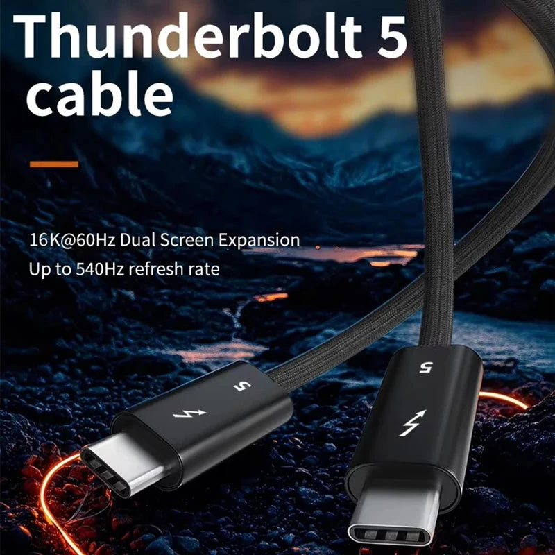 Thunderbolt 5 USB-C Cable 240W PD 80Gbps Fast Charging 16K