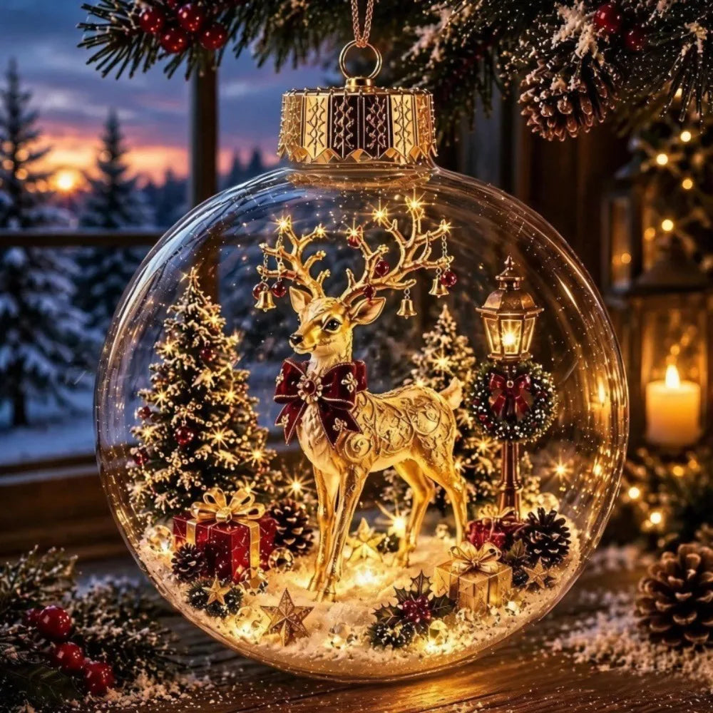 Light-Up Acrylic Christmas Ball Ornament – Santa Claus