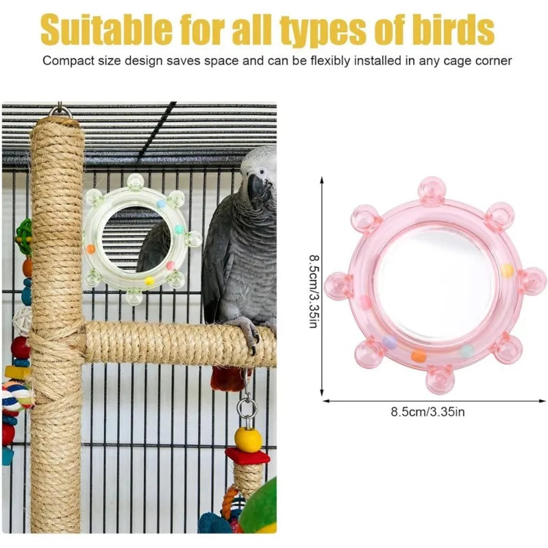 2-Pack Bird Cage Mirror – Interactive Pet Bird Toy Accessory