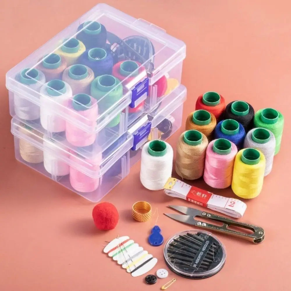 21-Piece Sewing Kit with Storage Box & 10-Color Thread Set