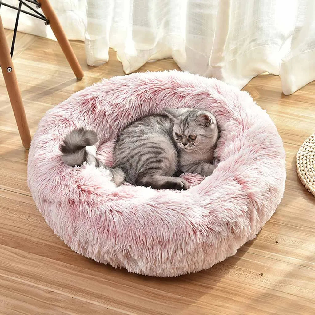 Fluffy Round Pet Bed – Soft Plush Mat for Cats & Dogs