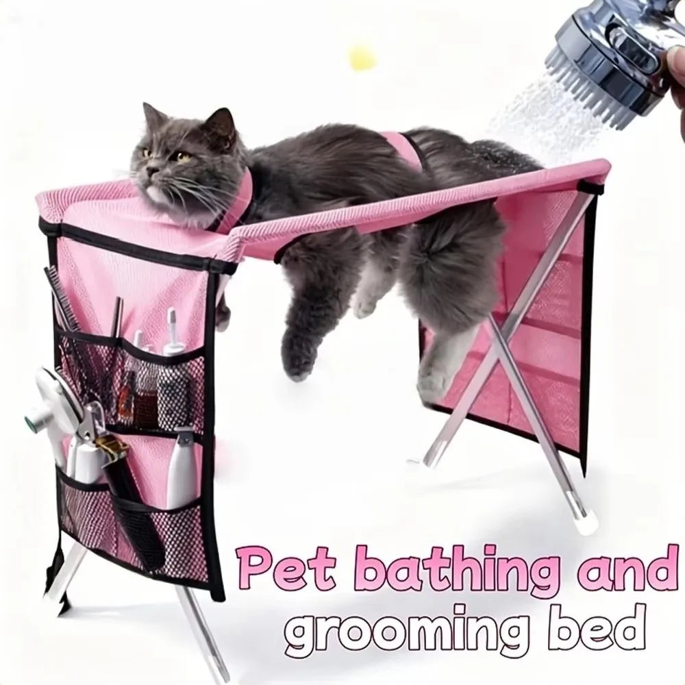 Foldable Oxford Cloth Pet Grooming Table – Metal Frame