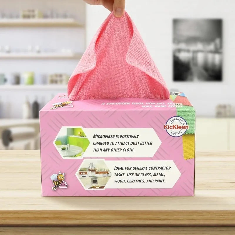 40-Pack Lint-Free Microfiber Cleaning Cloths – 8"x8" Box