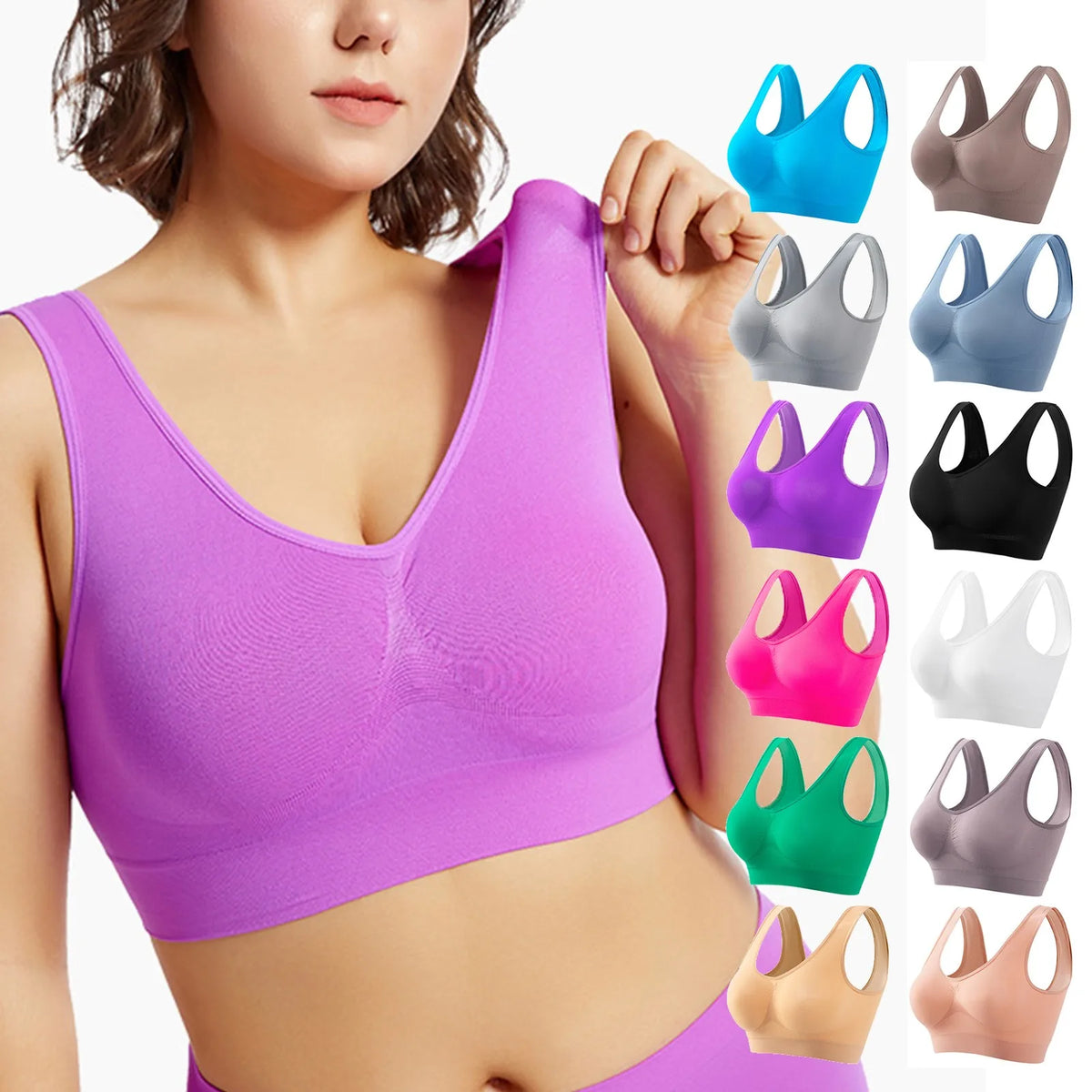 Women's Seamless Wireless Bra Sports Crop Top S–5XL