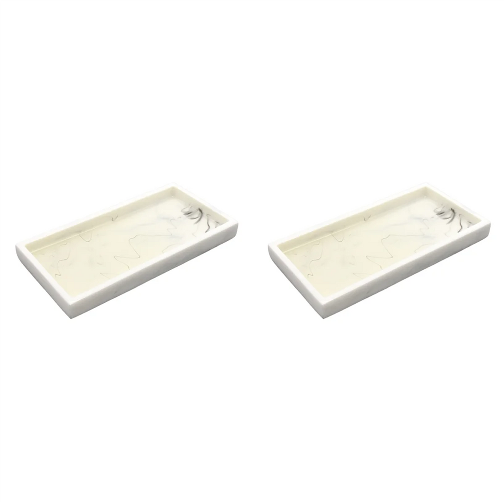 Marble Resin Storage Tray 2-Pack – Non-Slip Bathroom Organizer