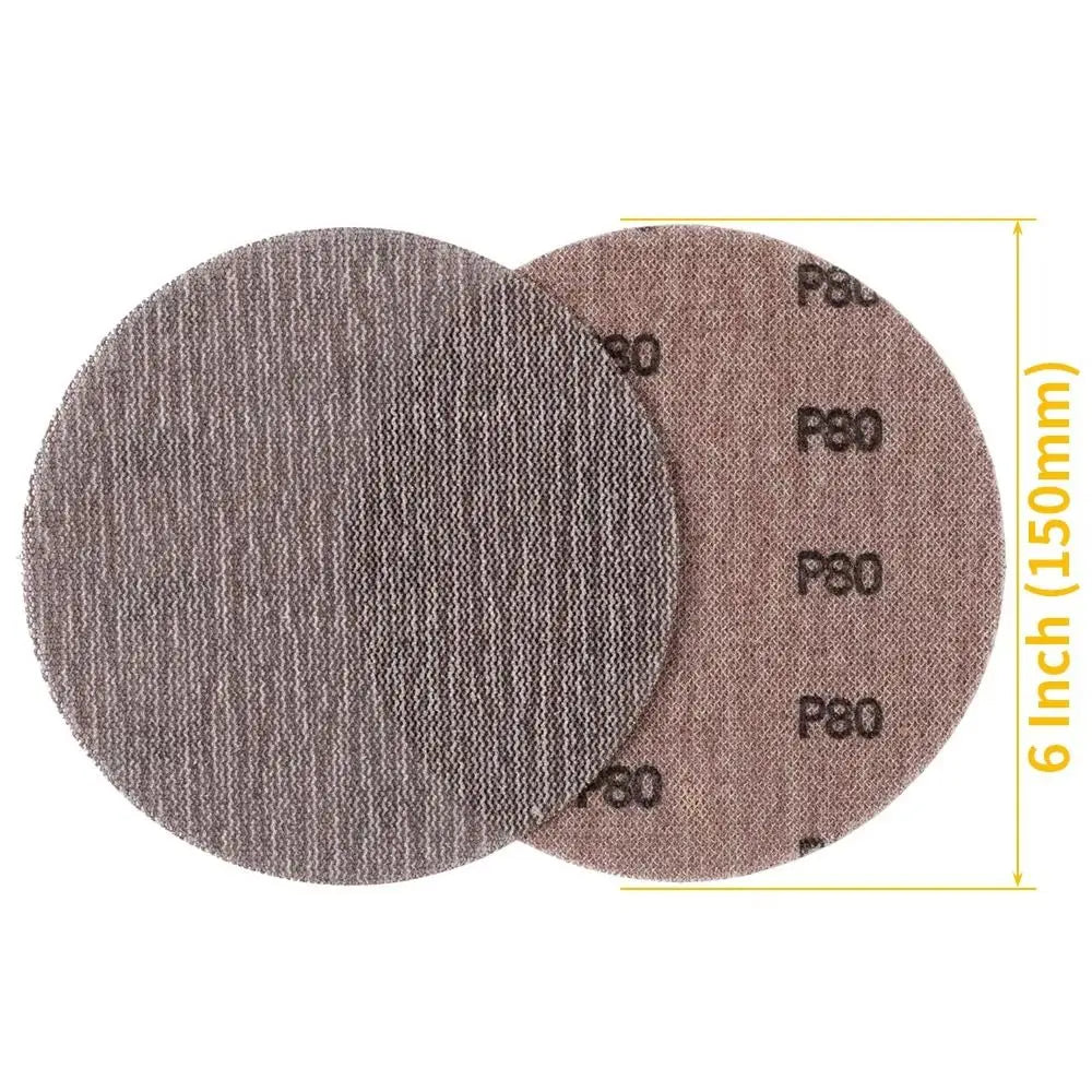 5-Pack 6" 150mm Mesh Sanding Discs Hook & Loop Aluminum Oxide